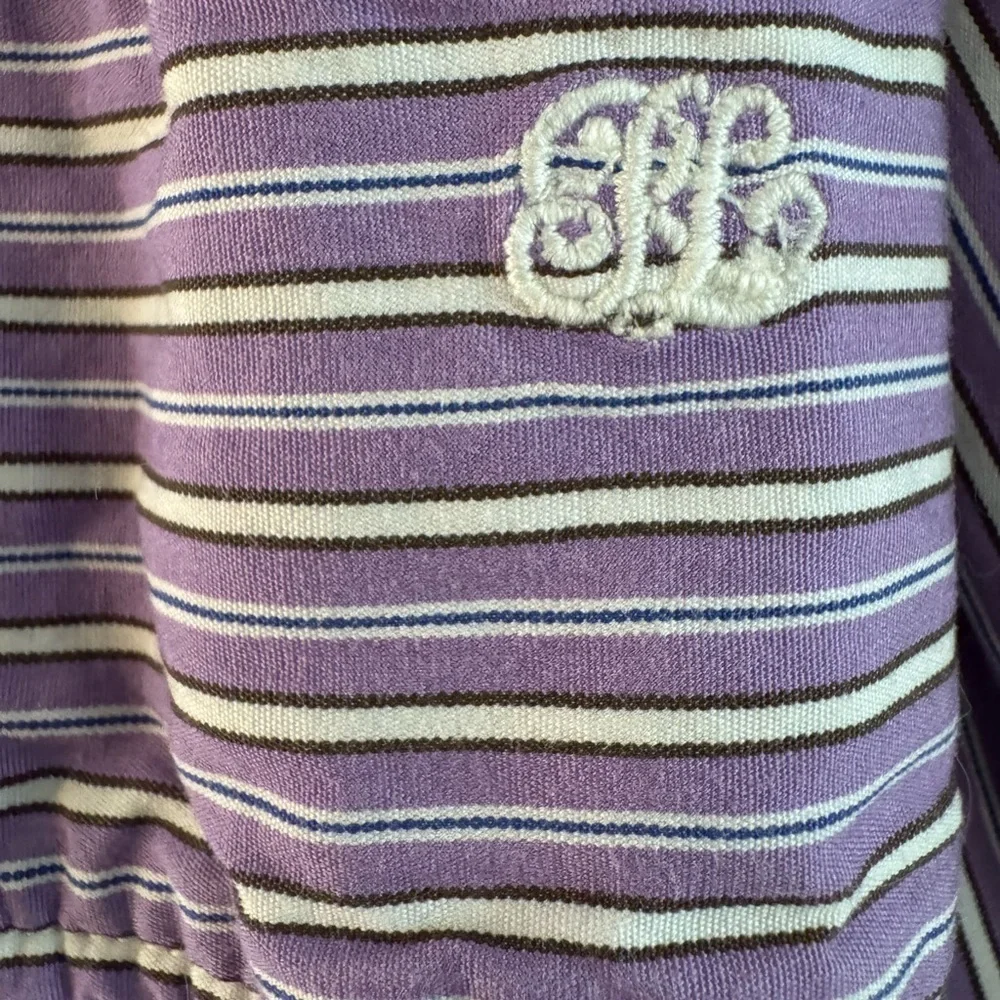 Ralph Lauren Kids Purple & White Striped Button Down Ruffle Dress Size 7